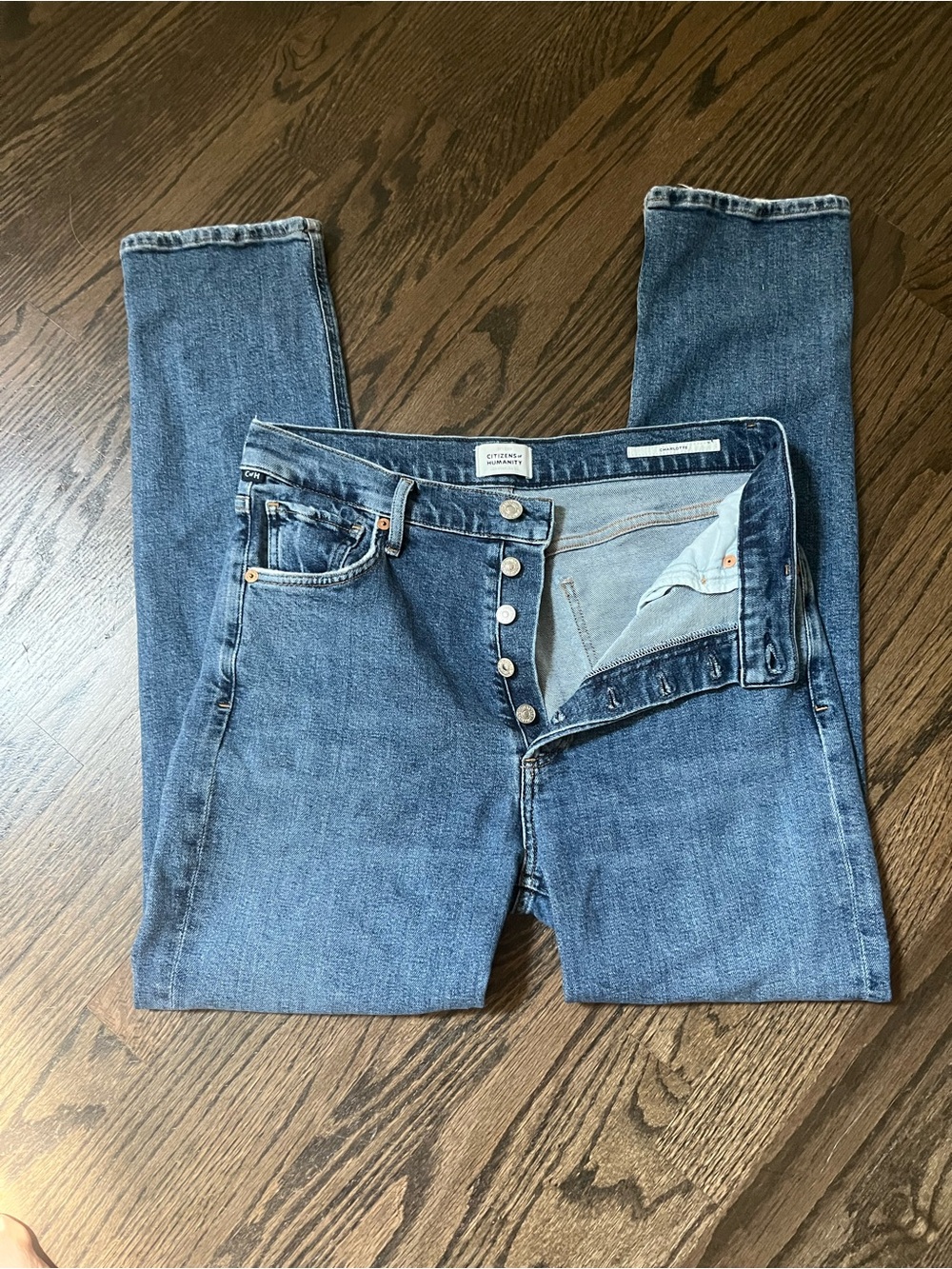 Citizens of Humanity Two-Tone Button-Fly Denim Jeans - Blue EUC size 28